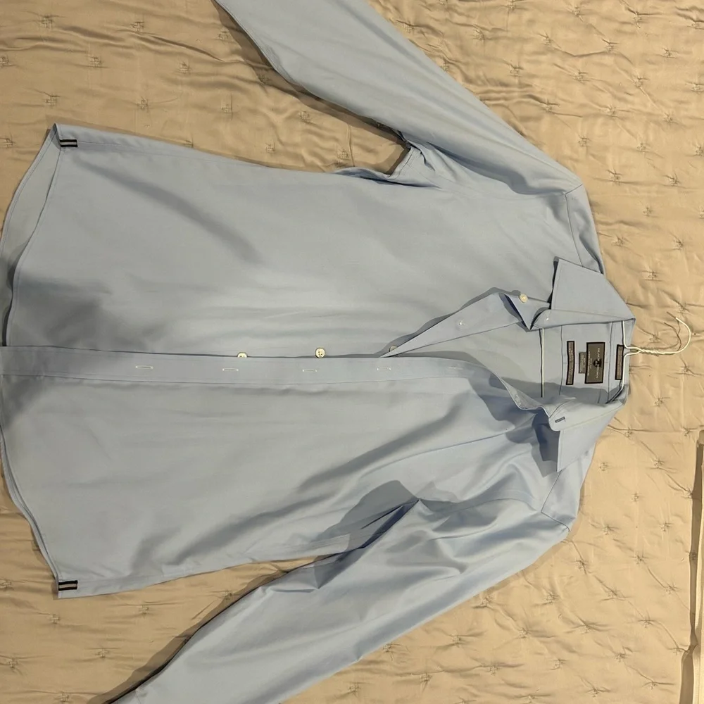 Black Brown 1826 Slim Fit Non-Iron Light Blue Cotton Dress Shirt Men’s M